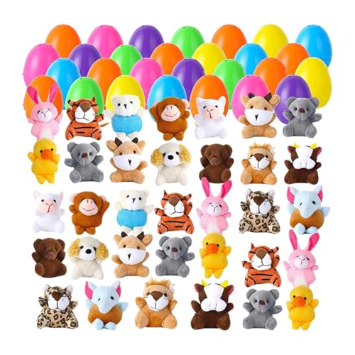 Vorgefüllte Ostereier, vorgefüllte Ostereier mit Spielzeug | 28 Stücke Stofftiere Key Chain Set Plüschspielzeug | Kleines Tier weiche helle vorgefüllte Klassenzimmerpreisversorgungen für Kinder von JPSDOWS