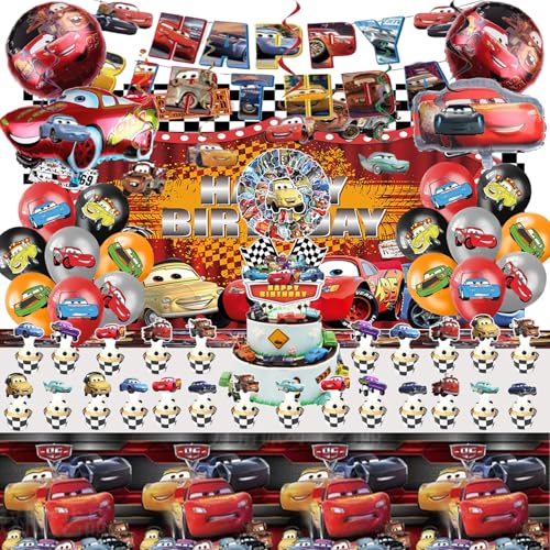 Cars Geburtstagsdeko, 104 Stück Cars Geburtstagsdeko Set, 3D Cars Luftballons, Tischdecke, Aufklebern, Swirl Decoration, Tortendeko, Geburtstag Banner Kit Jungen Cars Geburtstagsdeko, 104 Stück Cars Geburtstagsdeko Set, 3D Cars Luftballons, Tischdecke, Aufklebern, Swirl Decoration, Tortendeko, Geburtstag Banner Kit Jungen von JPWPFAA