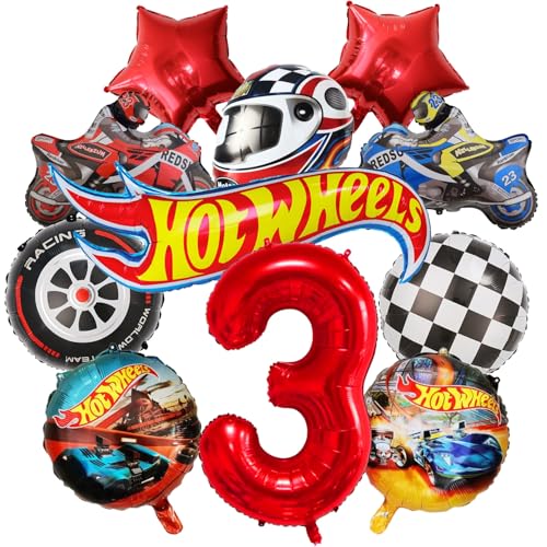 cars geburtstagsdeko, 11PCS Rennwagen Folienballons 3 Jahre Junge Helm, RennautoBallons, Motorrad, schwarz-weiß karierte Rennauto Folienballons Set cars geburtstagsdeko, 11PCS Rennwagen Folienballons 3 Jahre Junge Helm, RennautoBallons, Motorrad, schwarz-weiß karierte Rennauto Folienballons Set von JPWPFAA