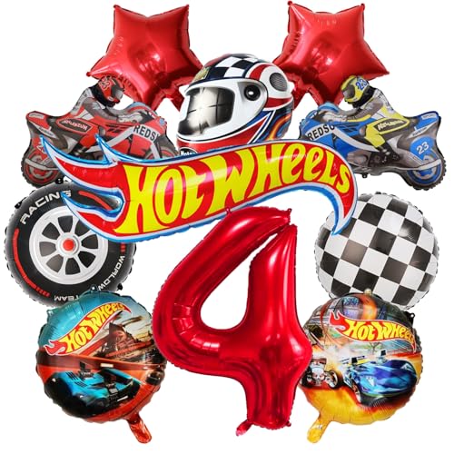 cars geburtstagsdeko, 11PCS Rennwagen Folienballons 4 Jahre Junge Helm, RennautoBallons, Motorrad, schwarz-weiß karierte Rennauto Folienballons Set cars geburtstagsdeko, 11PCS Rennwagen Folienballons 4 Jahre Junge Helm, RennautoBallons, Motorrad, schwarz-weiß karierte Rennauto Folienballons Set von JPWPFAA
