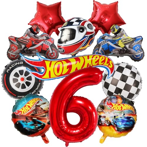 cars geburtstagsdeko, 11PCS Rennwagen Folienballons 6 Jahre Junge Helm, RennautoBallons, Motorrad, schwarz-weiß karierte Rennauto Folienballons Set cars geburtstagsdeko, 11PCS Rennwagen Folienballons 6 Jahre Junge Helm, RennautoBallons, Motorrad, schwarz-weiß karierte Rennauto Folienballons Set von JPWPFAA