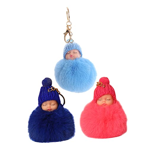 3pcs niedliche Schlafpuppe Schlüsselbund weiche Plüschschlüsselring -Zauber für Handtaschen zufällige Farben entzückender dekorativer Anhänger Zappelzubehör für Taschen und Tasten zufällige Farbe von JPXXFM