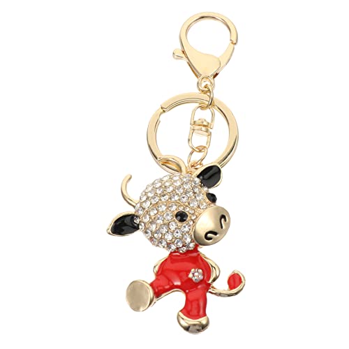 JPXXFM 1pc -Kinderivität Ornamente für Kinder 2021 Neujahr Keyrings Kinder Neujahr Geschenke Kleine Kuh -Figur Toy Bag Accessoire Metall Ochse Schlüsselketten Bag Ornamente Kristall Anhänger Party von JPXXFM