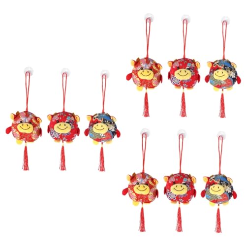 JPXXFM 3Sets Chinesischer Zodiac Ox Plüsch Schlüsselkettenbeutel Ornament Hochzeit Dekoration Anhänger 3pcs*3 Zufallsstil von JPXXFM