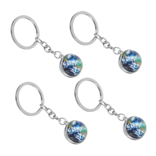 JPXXFM 4pcs doppelseitiger Glasball Globe Keyring mit starker Schlüsselrolle eleganter Erd -Sonnensystem Planet Keychain für Jugendliche Mama Dad Car Backpack Charms Birthday Party Gefälligkeiten von JPXXFM