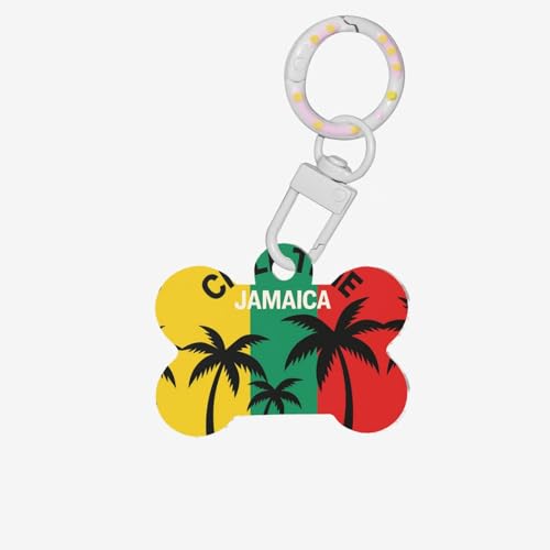 Jamaica Palm Grove Druck knochenförmiger Hunde Tag Haustier -ID -Tags, Acrylhund -Tags Katzen -Tags mit Ring für Hundekatze, Anhängerhandwerk von JPXXFM