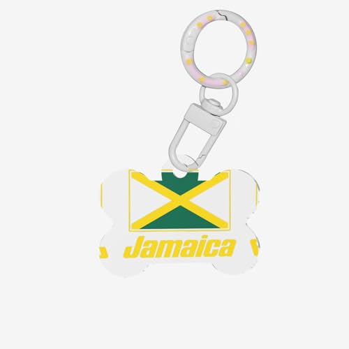 Jamaikanische Flaggen drucken knochenförmige Hunde Tag Pet ID Tags, Acrylhund -Tags Katzen -Tags mit Ring für Hundekatze, Anhängerhandwerk von JPXXFM
