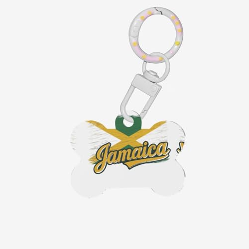 Jamaikanische Muster Druck knochenförmiger Hunde Tag Haustier -ID -Tags, Acrylhund -Tags Katzen -Tags mit Ring für Hundekatze, Anhängerhandwerk von JPXXFM