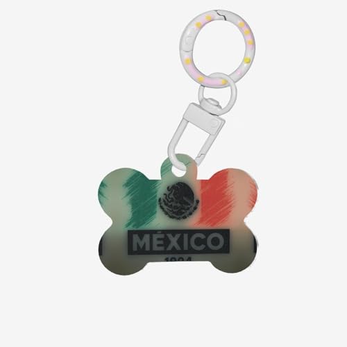 Mexiko -Flagge Druck knochenförmiger Hunde Tag Haustier -ID -Tags, Acrylhund -Tags Katzen -Tags mit Ring für Hundekatze, Anhängerhandwerk von JPXXFM