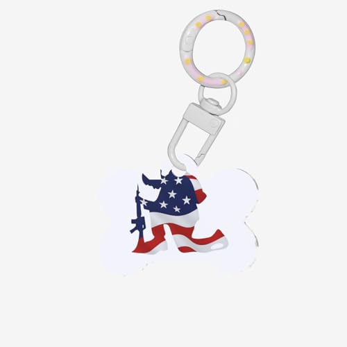 Patriotischer Soldat Silhouette Druckknochen -Hunde -Tag -Haustier -ID -Tags, Acrylhund -Tags Katzen -Tags mit Ring für Hundekatze, Anhängerhandwerk von JPXXFM