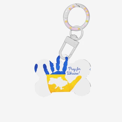 Ukrainische Gestendruckdruck knochenförmige Hunde Tag Haustier -ID -Tags, Acrylhund -Tags Katzen -Tags mit Ring für Hundekatze, Anhängerhandwerk von JPXXFM