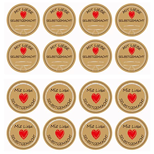 480 Stück Etiketten Marmelade Aufkleber Einmachgläser Marmeladenglas Sticker Mit Liebe Selbstgemacht Etiketten Selbstklebend Aufkleber Handmade Selbstgemachtes für Geschenkaufkleber Geschenksticker von JPYH