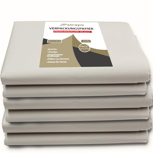 JPstraps - Packpapier 60 x 50 cm – Verpackungsmaterial für Umzug & Schutz – Packseide für Verpackung, Basteln & Quilten (100 Stück / 60 cm x 50 cm) von JPstraps