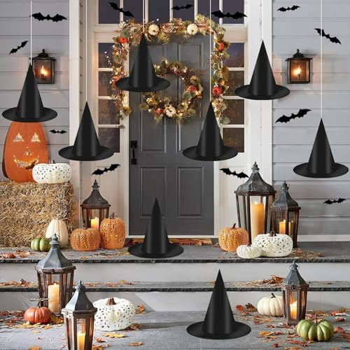 JQTOP Hexenhüte zum Aufhängen, 12 Stück schwarz und rosa + 16 Stück 3D-Fledermaus-Aufkleber – perfekte Halloween-Dekoration für drinnen und draußen JQTOP Hexenhüte zum Aufhängen, 12 Stück schwarz und rosa + 16 Stück 3D-Fledermaus-Aufkleber – perfekte Halloween-Dekoration für drinnen und draußen von JQTOP