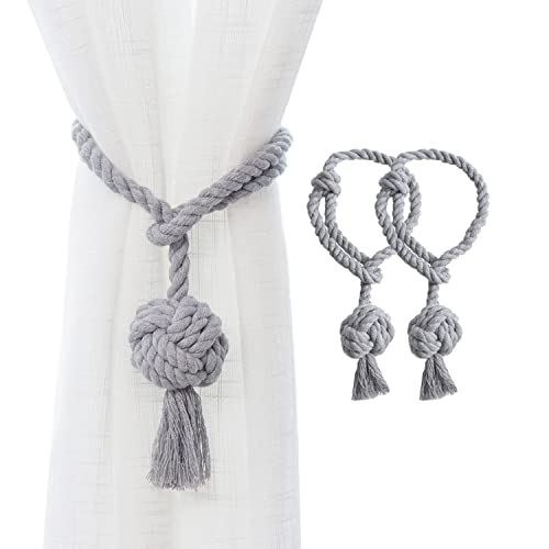 JQWUPUP Rustikale Vorhang-Raffhalter für den Außenbereich, handgestrickte Baumwollseil, Raffhalter für durchsichtige und verdunkelnde Vorhänge, 2 Stück, Grau JQWUPUP Rustikale Vorhang-Raffhalter für den Außenbereich, handgestrickte Baumwollseil, Raffhalter für durchsichtige und verdunkelnde Vorhänge, 2 Stück, Grau von JQWUPUP