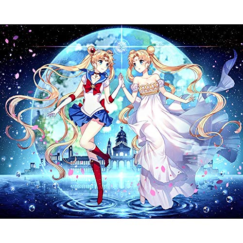 JRGGPO Sailor Moon 5D Diamant Painting Full Groß Erwachsene Kinder Geschenk Diamantmosaik Malerei für Home Wanddekoration(40x50cm Quadratischer Diamant) von JRGGPO