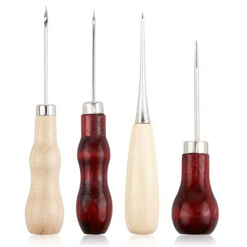 4stück Ahle Mit Holzgriff,Locher Nähahle Werkzeug Mit Unterschiedlichen Funktionen,Vorstecher Für Leder Set,Awl,Prickelnadeln,Rundklinge Ahle/Hohlkegel/Hakenkopfahle,Zum Ledernähen, Reparieren,DIY 4stück Ahle Mit Holzgriff,Locher Nähahle Werkzeug Mit Unterschiedlichen Funktionen,Vorstecher Für Leder Set,Awl,Prickelnadeln,Rundklinge Ahle/Hohlkegel/Hakenkopfahle,Zum Ledernähen, Reparieren,DIY von JRILUO