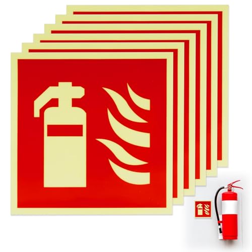 6 Stück Feuerlöscher Schild 15x15cm PVC, Nachleuchtend Selbstklebend Feuerlöscher Aufkleber Hinweisschild Feuerlöscher Piktogramm, Brandschutzaufkleber für Feuerlöscher, Zuhause, Büro, Baustelle, Auto 6 Stück Feuerlöscher Schild 15x15cm PVC, Nachleuchtend Selbstklebend Feuerlöscher Aufkleber Hinweisschild Feuerlöscher Piktogramm, Brandschutzaufkleber für Feuerlöscher, Zuhause, Büro, Baustelle, Auto von JRILUO