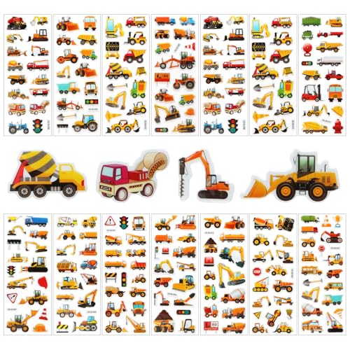 Bagger Aufkleber 14 Blatt 3D Sticker Kinder, Selbstklebend Kinder 2-4 Jahre, aufkleber kinder, Sticker & Aufkleber für Basteln Scrapbooking Geschenke von JRILUO
