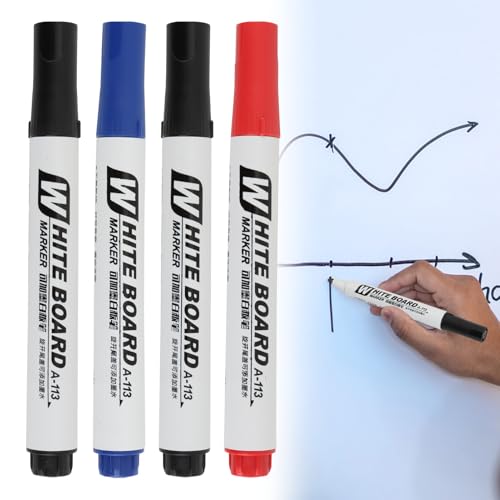 JRILUO Permanent Marker 4 Farben, Schwarz Rot Weiß, Wasserfest Permanent Marker mit dicker Spitze 5 mm Keil-Spitze, Schnell Trocknend Graffiti Stifte Für Metall Holz Glas Kunststoff von JRILUO