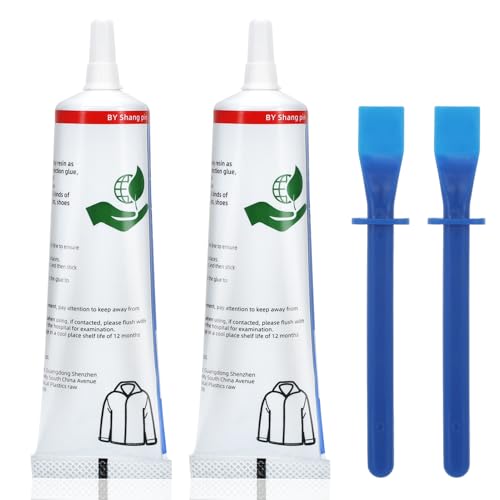 2 Stück Textilkleber Extra Stark, 60ml Transparenter Kleber für Stoff, Stoffreparatur-Nähkleber mit Leimauftragswerkzeug, Textilkleber Waschmaschinenfest für Alle Stoffe, Flanell, Denim, Polyester 2 Stück Textilkleber Extra Stark, 60ml Transparenter Kleber für Stoff, Stoffreparatur-Nähkleber mit Leimauftragswerkzeug, Textilkleber Waschmaschinenfest für Alle Stoffe, Flanell, Denim, Polyester von JRJRN