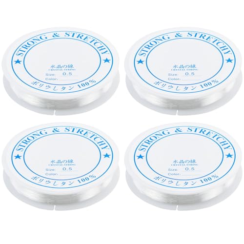 0,5 mm elastischer Perlenfaden, Armbandschnur, 4 Rollen, transparenter elastischer Faden für Armbandherstellung, Armband, elastische Schnur, transparent, elastische Schnur, für Halsketten, Armbänder von JRSHIRLEYLTD