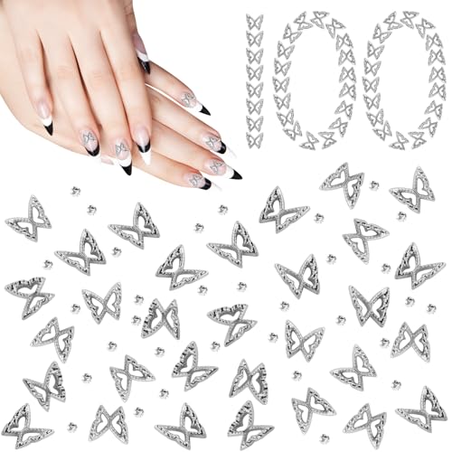 100 Stück Legierung Schmetterling Nagel Charms, Silber Schmetterling Nagel Kunst Anhänger, Strass Schmetterling Dekorationen für DIY Nagel Kunst Dekoration Handwerk Schmuck 100 Stück Legierung Schmetterling Nagel Charms, Silber Schmetterling Nagel Kunst Anhänger, Strass Schmetterling Dekorationen für DIY Nagel Kunst Dekoration Handwerk Schmuck von JRSHIRLEYLTD