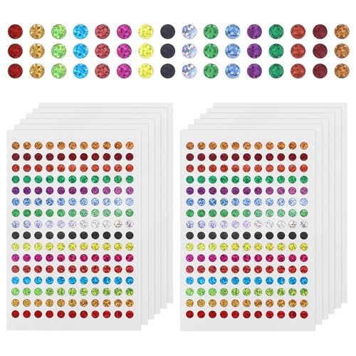 12 Blatt glänzende Punktaufkleber, Kreis-Punktaufkleber, bunte Laser-Punktaufkleber, kleine runde Punktaufkleber für Notizbücher, Dokumente, Karten (Multicolor) von JRSHIRLEYLTD