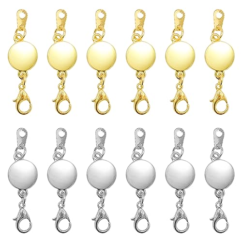 12 Stück Magnetischer Kettenverschluss, Schmuckverbinder, runde Magnetverschlüsse, Verschlüsse Armbandverlängerung, für Handwerk, Schmuck, DIY, Halskette (Gold, Silber) von JRSHIRLEYLTD