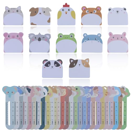 12pack Haftnotizen,Kleine Haftnotizen Kinder,Haftnotizen Klebezettel,Kawaii Schulsachen,Notizblock Klein,TierföRmiger Haftnotizblock Ideal für BüRo, Kinder, Studenten, mit 30 kleine Tier-Lesezeichen von JRSHIRLEYLTD