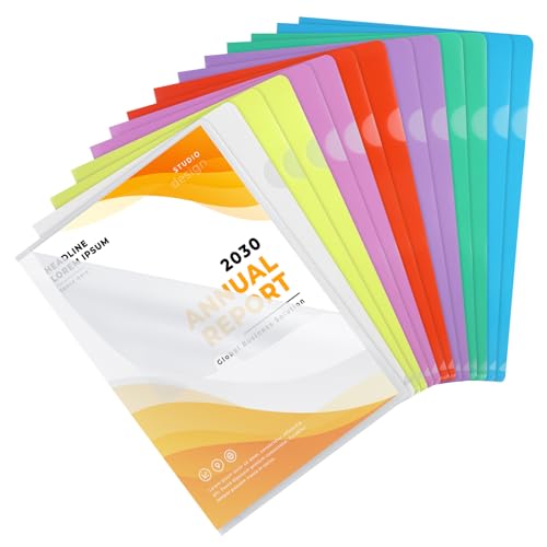 14 Stück 7 Farben Aktenhülle A4 seitlich offen Klarsicht bunt Sichthüllen Kunststoff Dokumentenordner transparent Dokumententaschen Mappen Ordner zum Aufbewahren für das Büro der Schule von JRSHIRLEYLTD