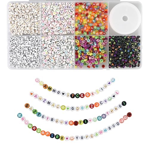 1600 Stück Farben Acryl Buchstaben Perlen, bunte Zahl Perlen, Würfel Alphabet Perlen mit Perlen Seil, für Schmuck machen, Halskette, Schlüsselanhänger, Liebhaber Des Handwerks, Jugendliche, Erwachsene 1600 Stück Farben Acryl Buchstaben Perlen, bunte Zahl Perlen, Würfel Alphabet Perlen mit Perlen Seil, für Schmuck machen, Halskette, Schlüsselanhänger, Liebhaber Des Handwerks, Jugendliche, Erwachsene von JRSHIRLEYLTD