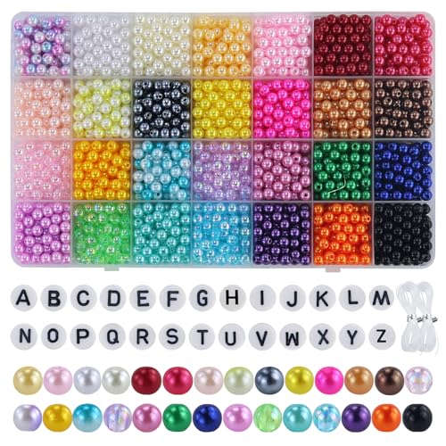 1960PCS Perlen, 6mm 28 Farben Multicolor lose Perlen für Handwerk mit Löchern für die Schmuckherstellung, kleine Füllstoff Perlen für die Herstellung von Armband Halskette Ohrringe 1960PCS Perlen, 6mm 28 Farben Multicolor lose Perlen für Handwerk mit Löchern für die Schmuckherstellung, kleine Füllstoff Perlen für die Herstellung von Armband Halskette Ohrringe von JRSHIRLEYLTD