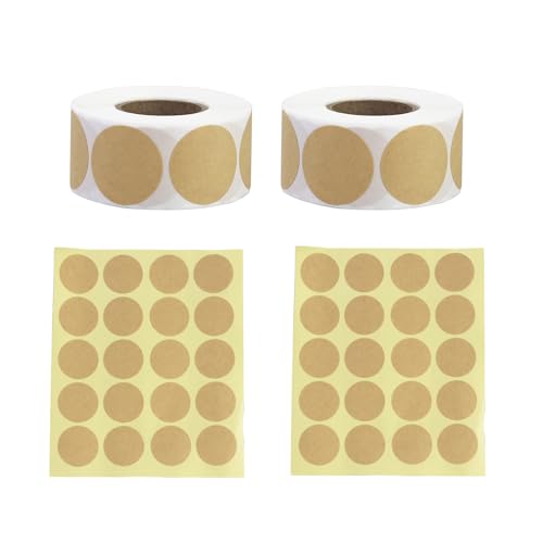 2 Rollen Kraftpapieraufkleber, runde Kraftpapieraufkleber mit 2 Blättern Kraftpapieraufkleber, punktförmige Klebeetiketten für Haus, Schule, Lager, Büro von JRSHIRLEYLTD