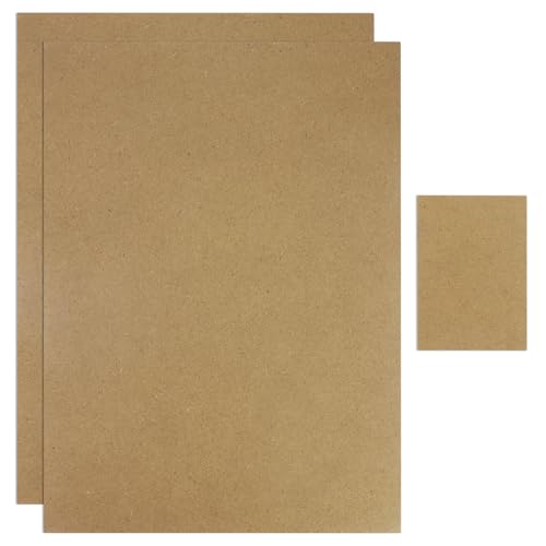 2 Stück A3 MDF Holzplatten zum Basteln, 2mm Mittlere Dichte Fiberboard Holz Blatt Holzbretter MDF Platten für Lasergravur, Malerei und Dekor (42 x 30cm), mit 1 Stück 5-Zoll-Bastelholzbrett von JRSHIRLEYLTD