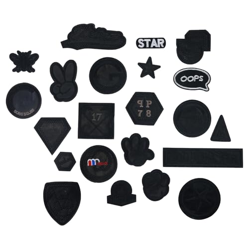 20 Stück Schwarz Bestickte Applikationen, PU-Patches Selbstklebender, Rucksack Deko-Patches Sticker, bestickter zum Aufbügeln oder Aufnähen auf Kleidung, Hut, Jeans 20 Stück Schwarz Bestickte Applikationen, PU-Patches Selbstklebender, Rucksack Deko-Patches Sticker, bestickter zum Aufbügeln oder Aufnähen auf Kleidung, Hut, Jeans von JRSHIRLEYLTD