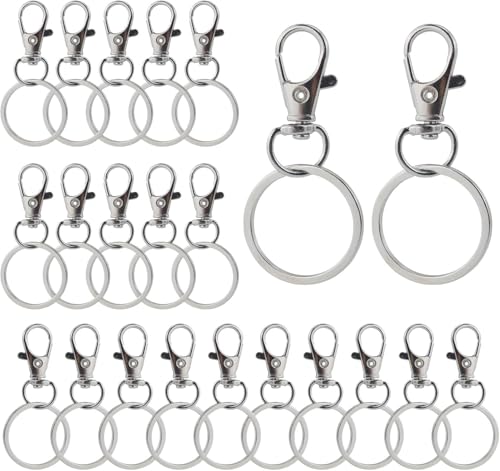 22 Stück Schlüsselanhänger Karabiner, Schlüsselring Reifen, Schlüsselanhänger Clip Haken, Schlüsselanhänger Haken mit geteilten Ringen für DIY, Schmuckherstellung, Kunsthandwerk von JRSHIRLEYLTD