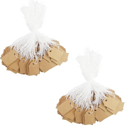 220 Stück Anhänger-Etiketten, Kraftpapier-Etiketten, braune Preisschilder, Hängeetiketten mit Kordel für Schmuck, Kleidung, Geschenke, Kunsthandwerk (braun) von JRSHIRLEYLTD