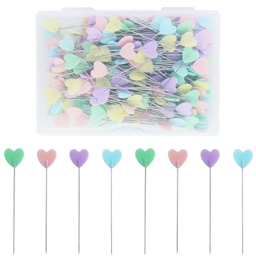 220 Stück Lange Stecknadeln, Nähnadeln, Liebesherzförmige Stecknadeln, Liebeskopfnadel, für DIY, Nähen, Basteln (Multicolor) von JRSHIRLEYLTD