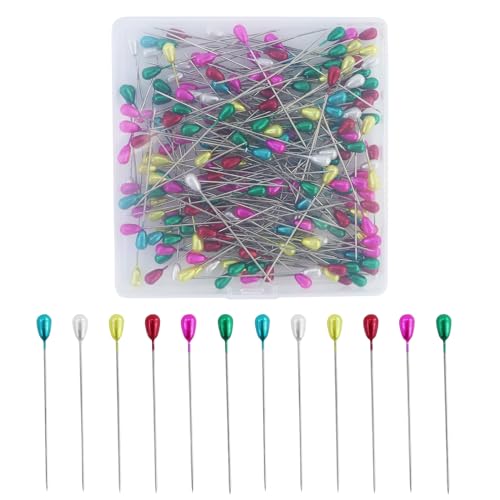 220 Stück Stecknadeln mit Kopf, Lange Stecknadeln, Nähnadeln, Glaskopfnadeln, zum Basteln, Nähen, Dekorieren, Schmuck (Multicolor) von JRSHIRLEYLTD