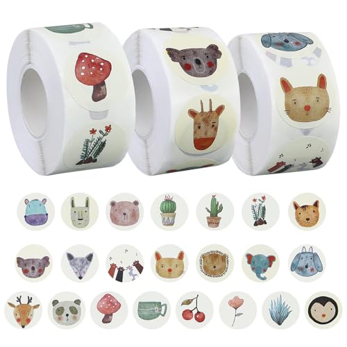 3 Rollen Animal Sticker Kinder, Cartoon Tier Aufkleber Kinder, 16 Cartoon-tiermotiven Sticker rollen, Lehrer Sticker Rolle für Dekoration Aufkleber, Siegeletiketten 3 Rollen Animal Sticker Kinder, Cartoon Tier Aufkleber Kinder, 16 Cartoon-tiermotiven Sticker rollen, Lehrer Sticker Rolle für Dekoration Aufkleber, Siegeletiketten von JRSHIRLEYLTD