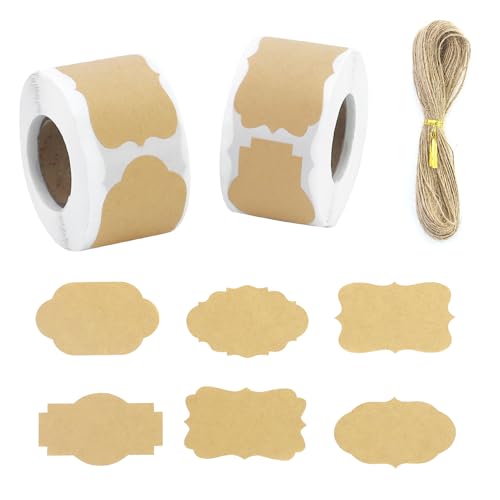 600 Blatt Kraft Etiketten Selbstklebend,Etiketten Zum Beschriften,Klebeetiketten,Handmade Aufkleber,2 Rollen 600 StüCk Braun UnregelmäßIge Form Etiketten FüR Marmeladenflaschen Geschenkverpackung Weih von JRSHIRLEYLTD