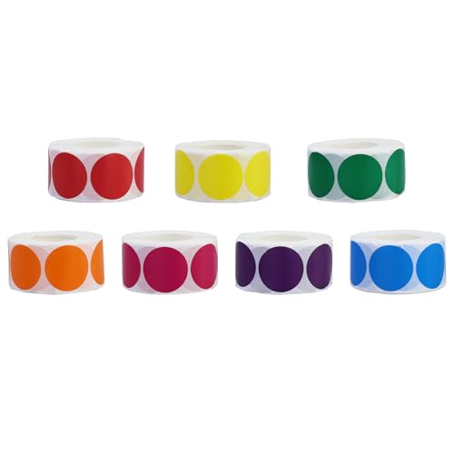 7 Rollen Klebepunkte, Selbstklebende Punktaufkleber, Bunte Markierungspunkte Aufkleber, Runde Codierungsaufkleber für Büro, Schule, Kalender (7 Farben) von JRSHIRLEYLTD