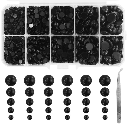 760 Stück Halbperlen Schwarz,Schwarze Perlen mit Flacher Rückseite,4/5/6/8/10mm Halbrunde Perlen,für Gehäkelte Handarbeit,Schmuckherstellung,Puppenauge DIY Machen,mit 1 x Ellenbogenpinzette 760 Stück Halbperlen Schwarz,Schwarze Perlen mit Flacher Rückseite,4/5/6/8/10mm Halbrunde Perlen,für Gehäkelte Handarbeit,Schmuckherstellung,Puppenauge DIY Machen,mit 1 x Ellenbogenpinzette von JRSHIRLEYLTD