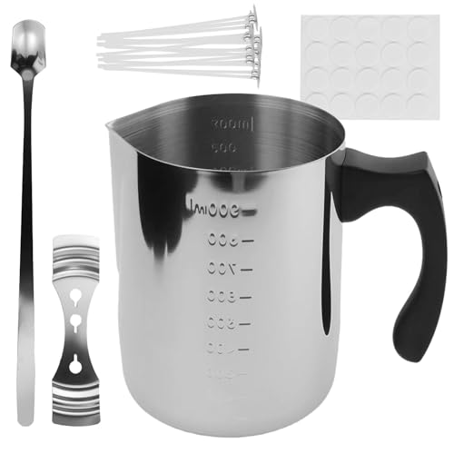 900 ml Kerzenwachs Schmelztopf, Edelstahl Kerzenherstellung Topf mit Graduierung, Schmelztopf mit Hitzebeständigem Griff, Wachsschmelztopf mit Löffel für Kerzenherstellung, Seifenherstellung 900 ml Kerzenwachs Schmelztopf, Edelstahl Kerzenherstellung Topf mit Graduierung, Schmelztopf mit Hitzebeständigem Griff, Wachsschmelztopf mit Löffel für Kerzenherstellung, Seifenherstellung von JRSHIRLEYLTD