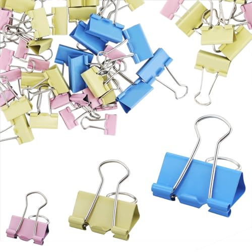 Binderklammern, Metallklammern, kleine Bulldoggen-Clips, bunte Foldback-Klammern, Büroklammern für Zuhause, Schule, Büro (19/25/32 mm), 72 Stück von JRSHIRLEYLTD