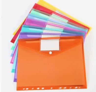 Dokumententasche A4 20 Pack, Dreidimensionale Dokumentenmappe, Transparent Sammelmappe mit Binderlöcher und Etikettentasche, Hält 300 Papiere, 5 Farben (mit 10 durchsichtige Beutel hinzu) von JRSHIRLEYLTD