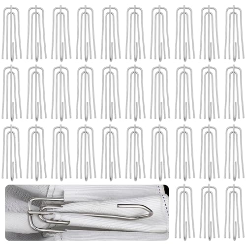 JRSHIRLEYLTD 33 StüCk Edelstahl Gardinenhaken, Vorhanghaken Mit 4 Zinken,Metall Duschvorhanghaken,VorhäNge Haken,Metall Gardinenhaken, Vorhang Clips Haken,FüR Gardinen Und Vorhangringe Schienen von JRSHIRLEYLTD