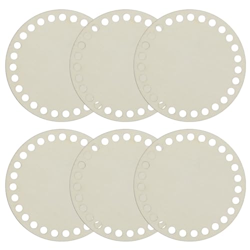 JRSHIRLEYLTD 6 Stück Häkelkorbboden, Holzkorbboden, runder Blanko-Häkelkorb, Gehäkelter Korbboden, Blank Crochet Basket, für DIY, Heimdekoration, Webezubehör, (10cm) von JRSHIRLEYLTD
