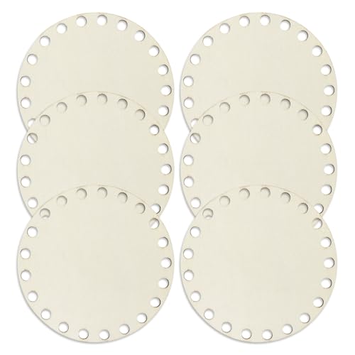 JRSHIRLEYLTD 6 Stück hölzerne Korbböden, 10 cm runde Korbböden, gehäkelte Holzböden, DIY-Korbböden, für Dekoration, Kunsthandwerk von JRSHIRLEYLTD